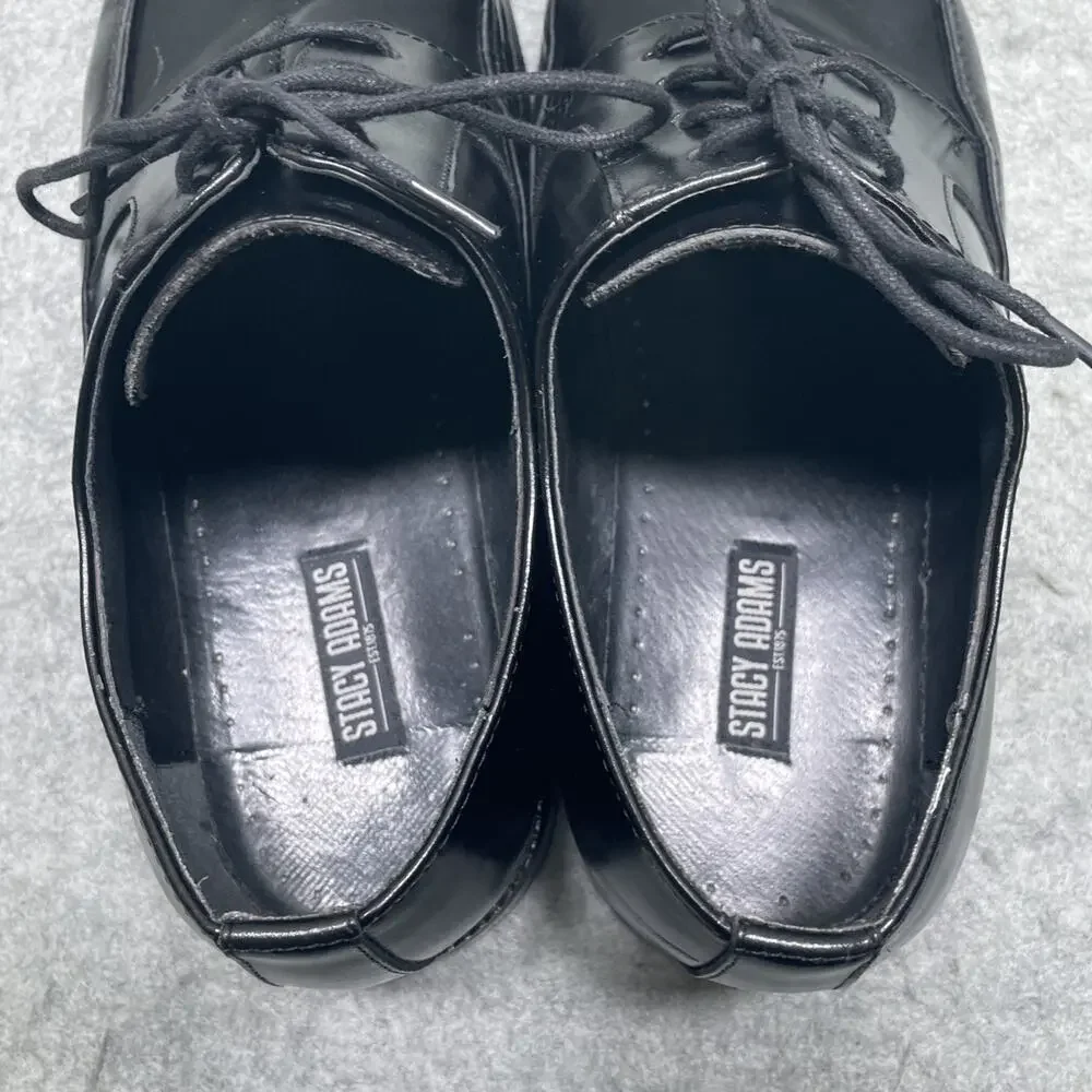 Stacy Adams Mens 11M Black Leather Square Toe Oxford Dress Shoes Lace Up Dapper
